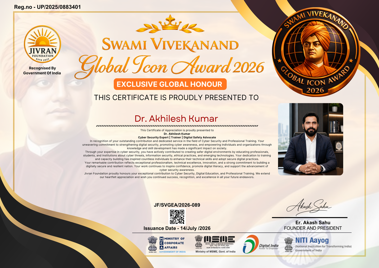 SWAMI VIVEKANAND Global Icon Award 2026